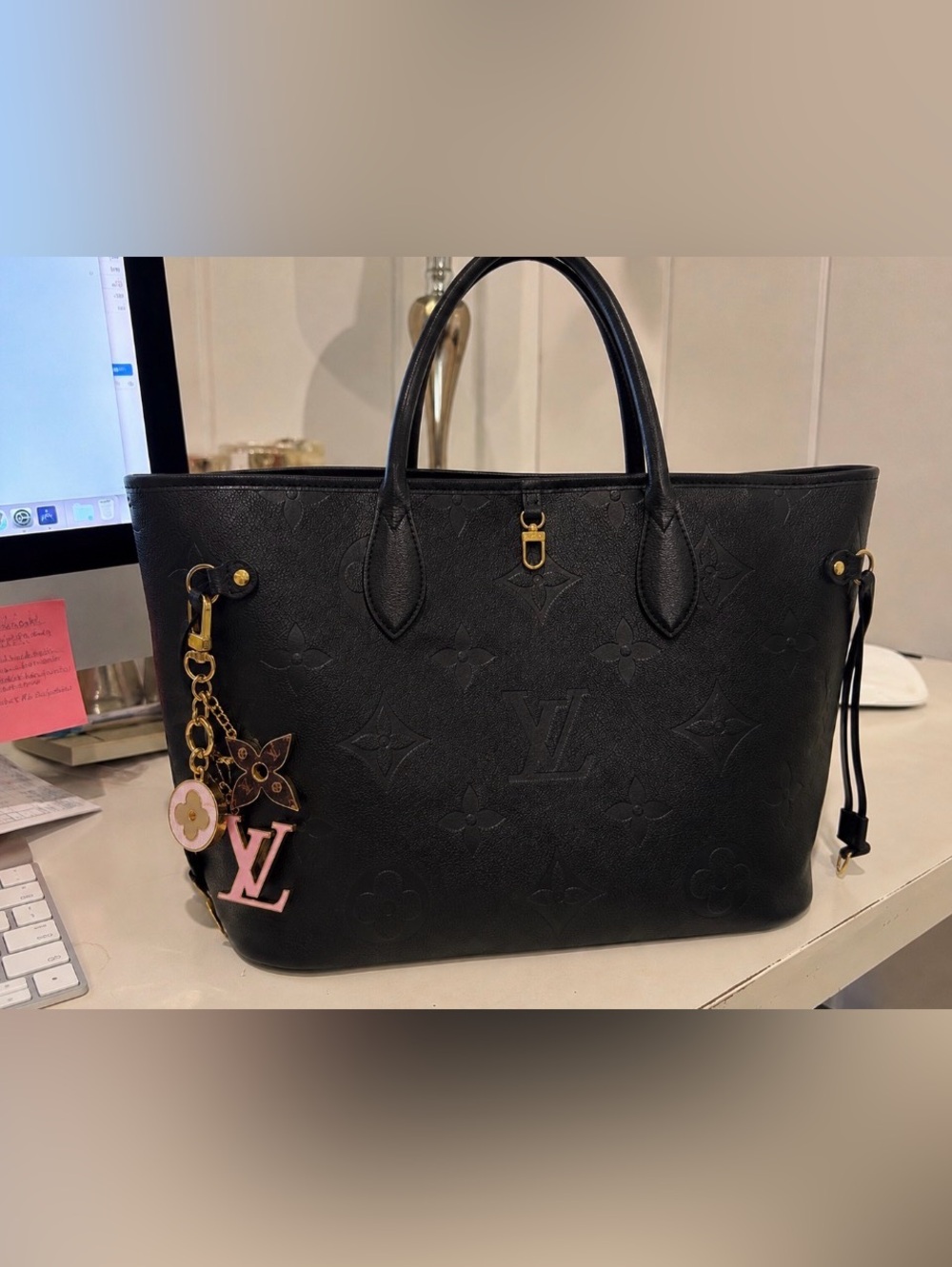 Louis Vuitton Pink, Brown and Gold Monogram Charm Key chain. - Picture 2 of 5